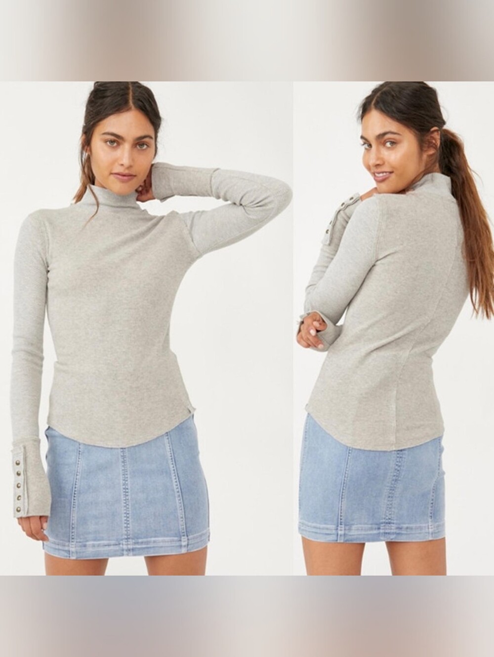 NWOT Free PEOPLE - We The Free Freya Long Sleeve Mock Neck Top Sz S